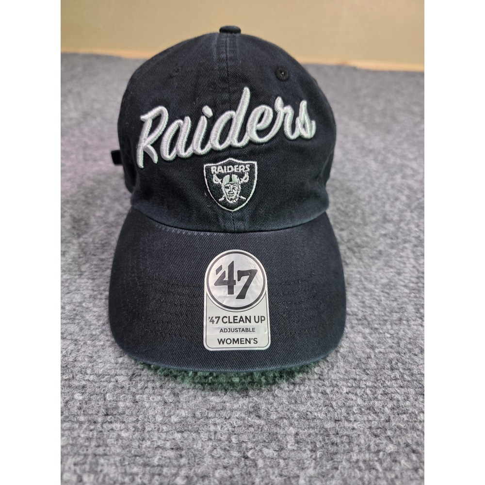 '47 Brand Clean Up Hat Womens OSFM Black Raiders NFL Embroidered Strapback Cap